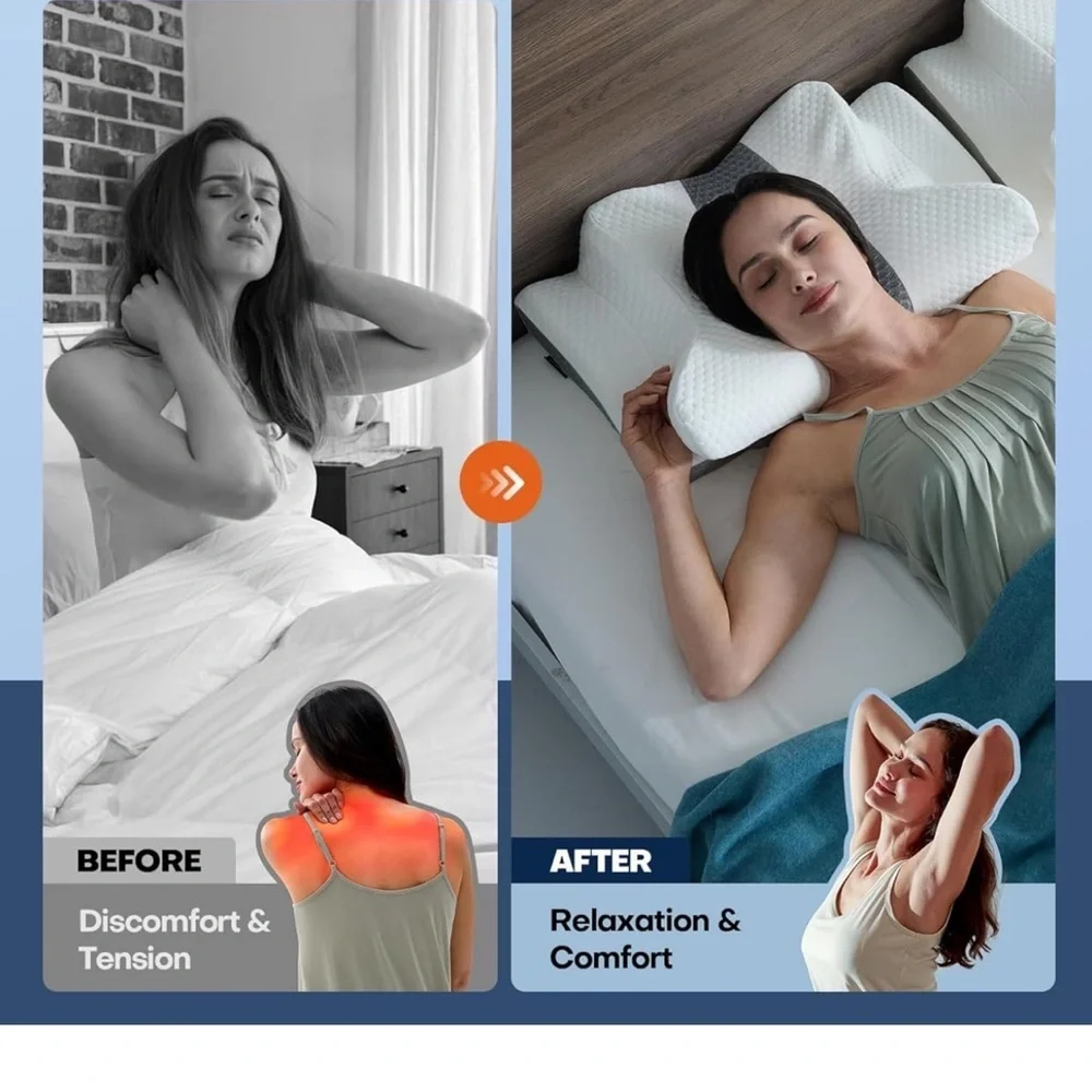 Contoured White and Gray Pillow for Customized Support